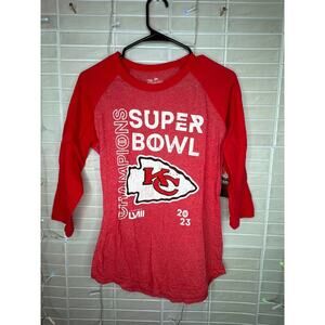 NWT Super Bowl Champions 2023 Chiefs Women’s 3/4 Sleeve Baseball Tee